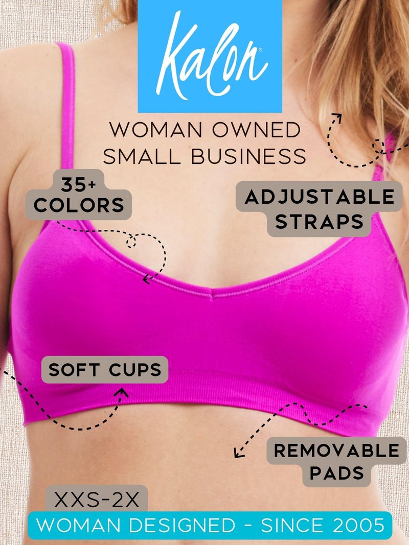 Kalon Womenâ€™s 4 Pack Demi Padded Bralette Wireless Comfortable Bra (M/L, Jewels) - Image 4
